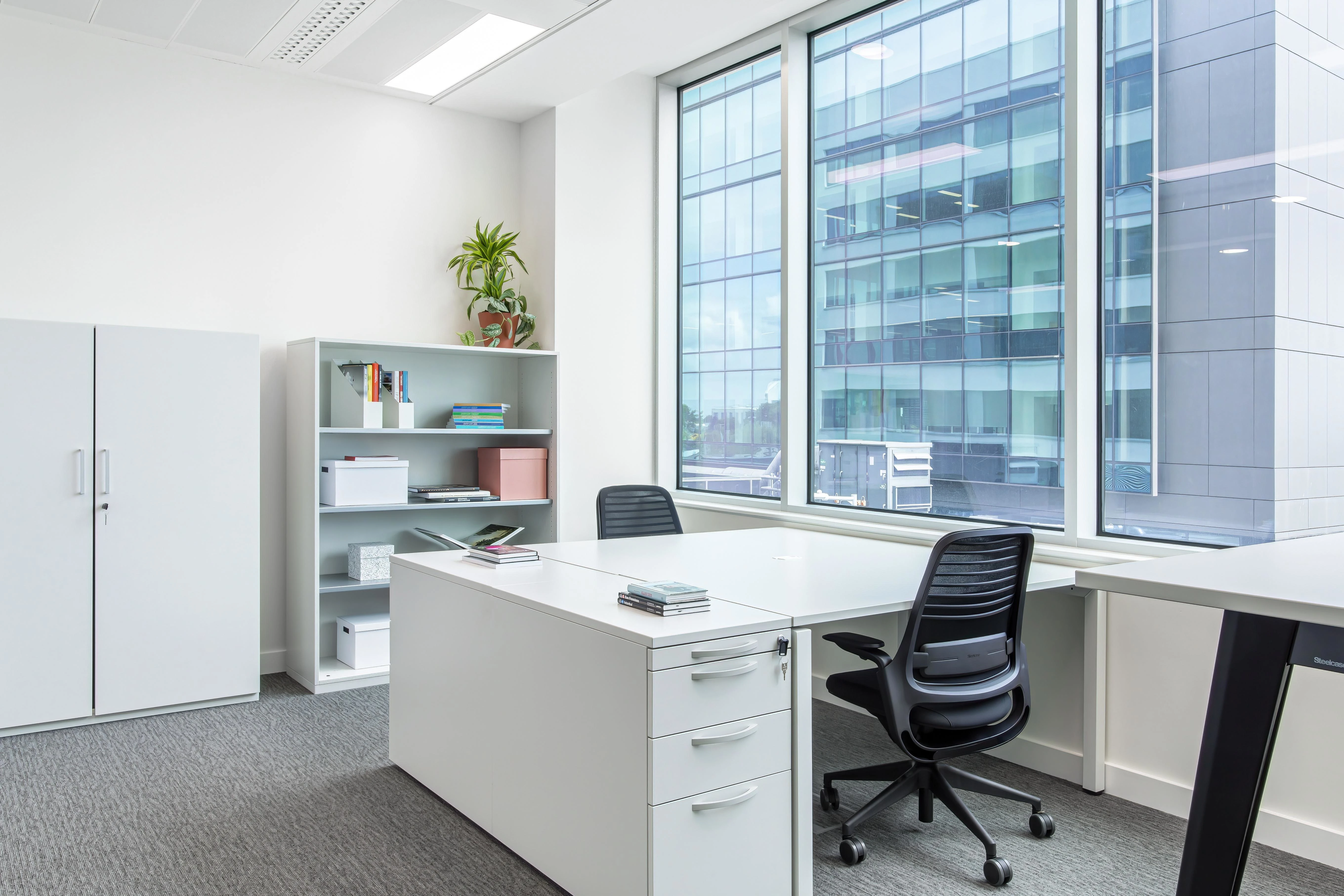 Team office workspace with shared desks, practical furniture and areas arranged for collaborative work
